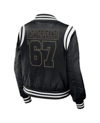 Women's Black New Orleans Saints Bomber Full-Zip Jacket