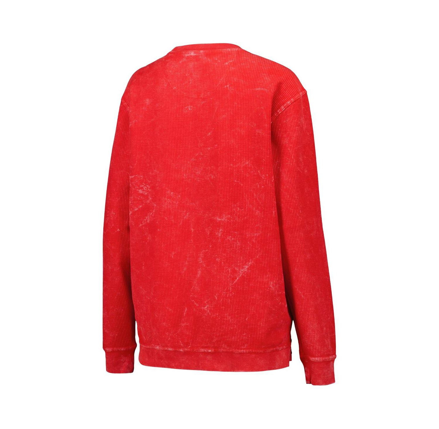 Women's Red Distressed Tampa Bay Buccaneers Comfy Cord Pullover Sweatshirt