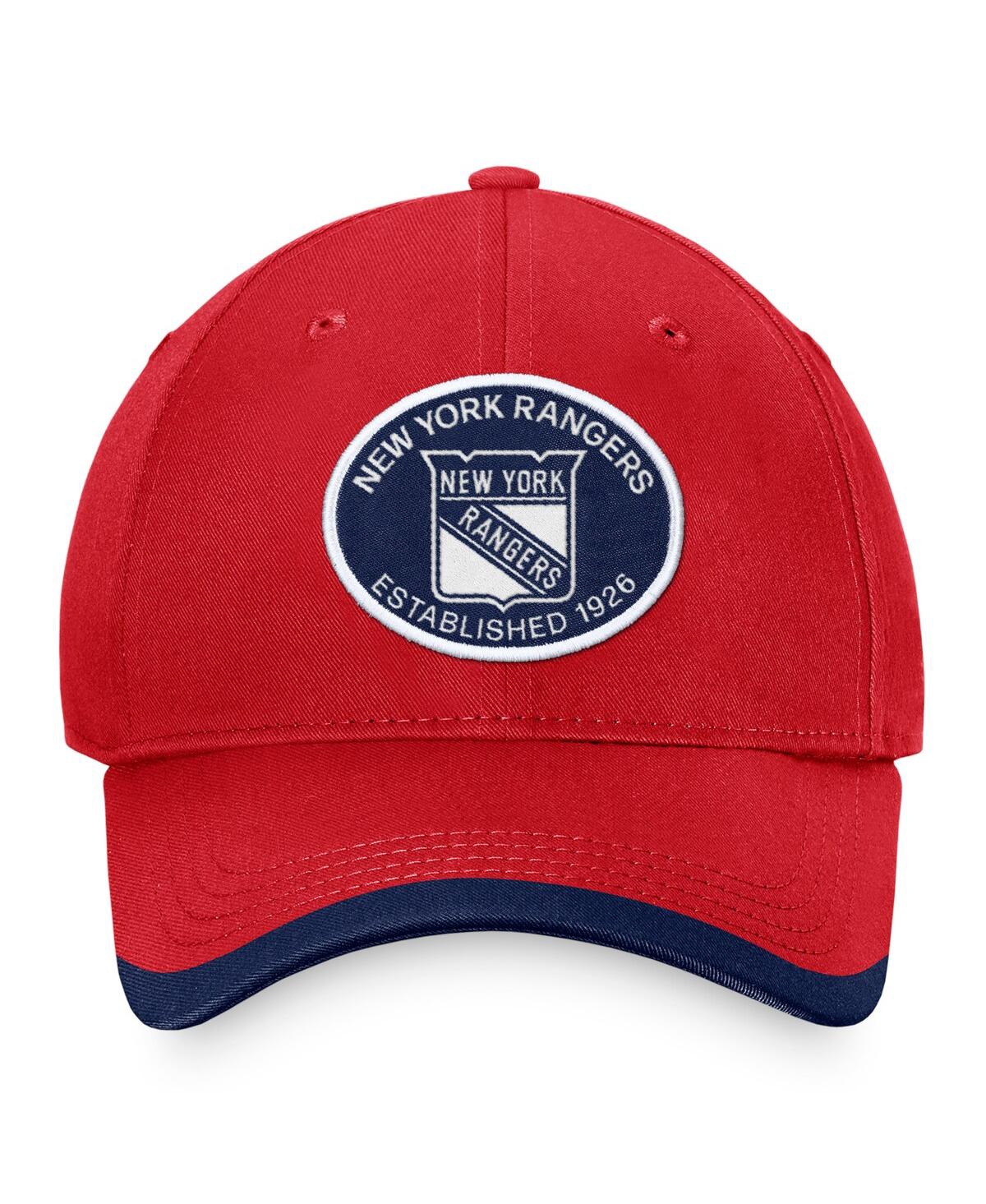Shop Fanatics Men's  Red New York Rangers Fundamental Adjustable Hat