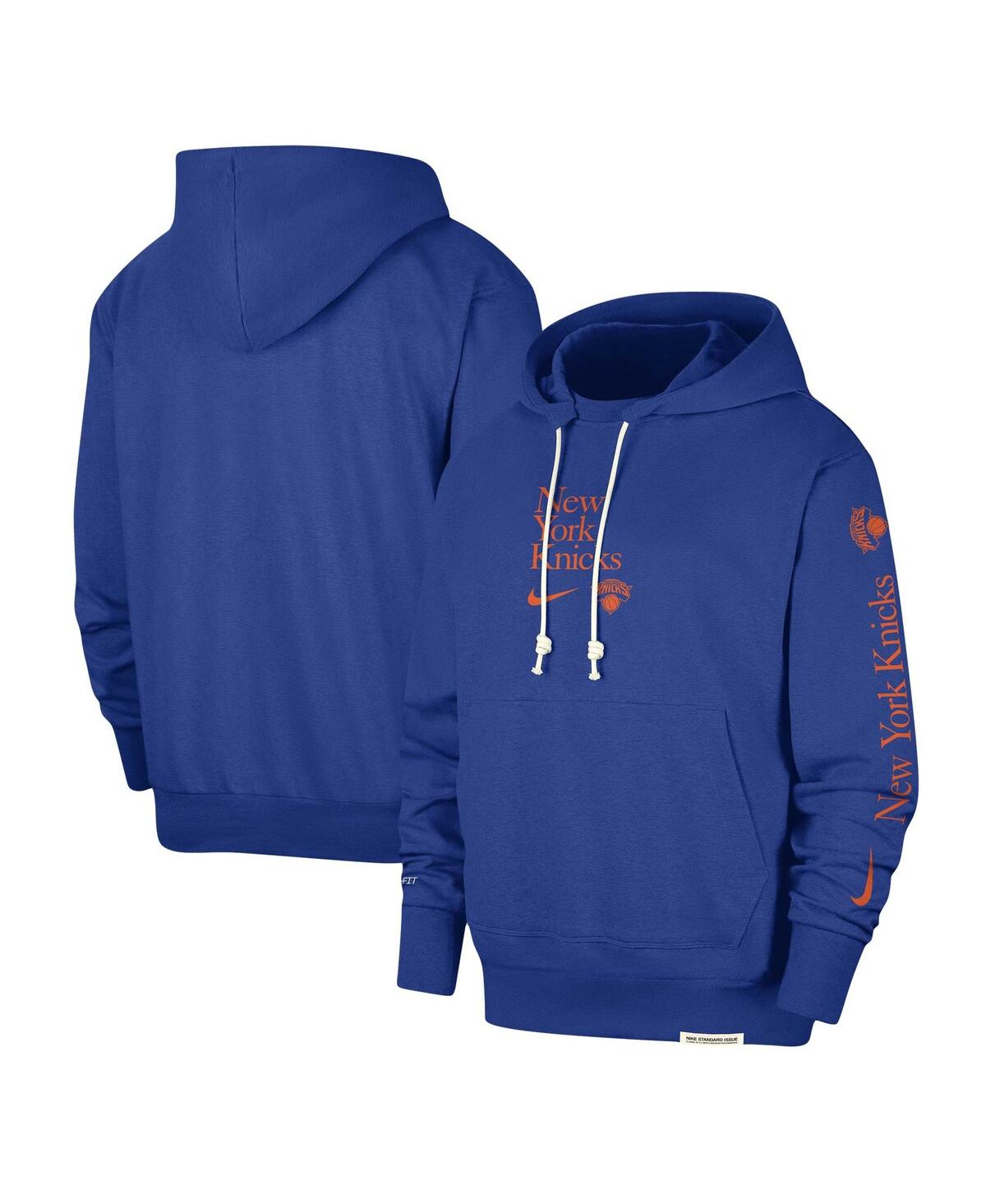 Shop Nike Men's  Blue New York Knicks Authentic Performance Pullover Hoodie