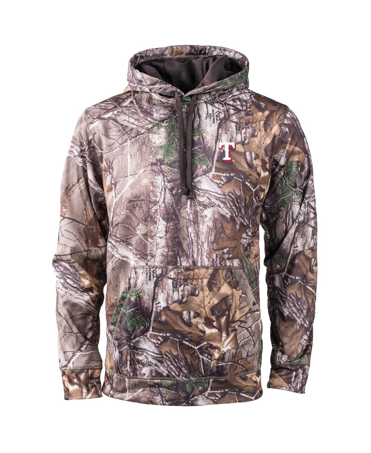 DUNBROOKE MEN'S DUNBROOKE CAMO TEXAS RANGERS CHAMPION REALTREE PULLOVER HOODIE 