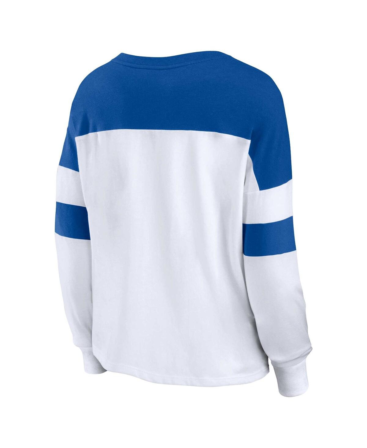Women's Fanatics Royal Indianapolis Colts Plus Size Even Match Lace-Up Long Sleeve V-Neck Top - Royal