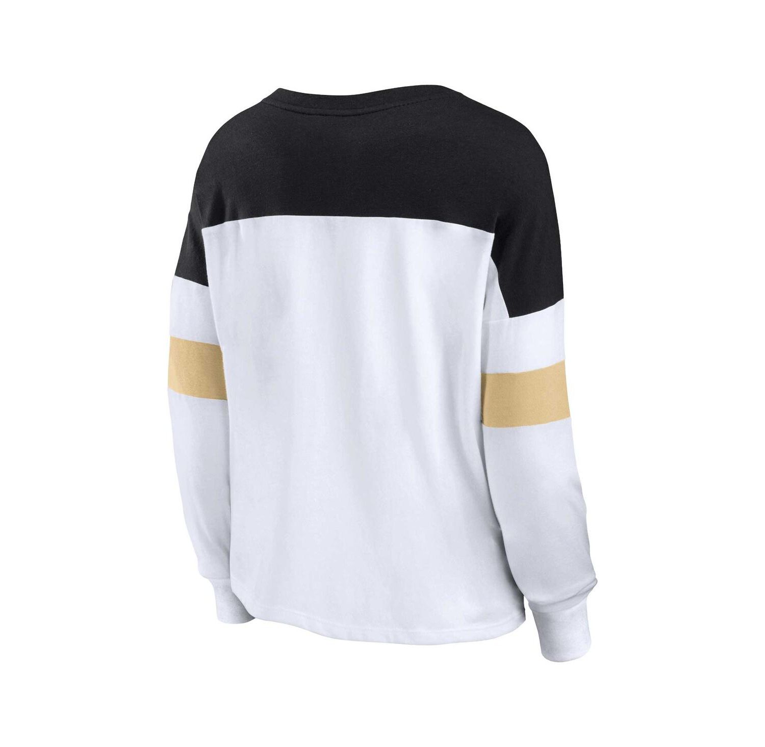 Women's White, Black New Orleans Saints Plus Size Even Match Lace-Up Long Sleeve V-Neck Top