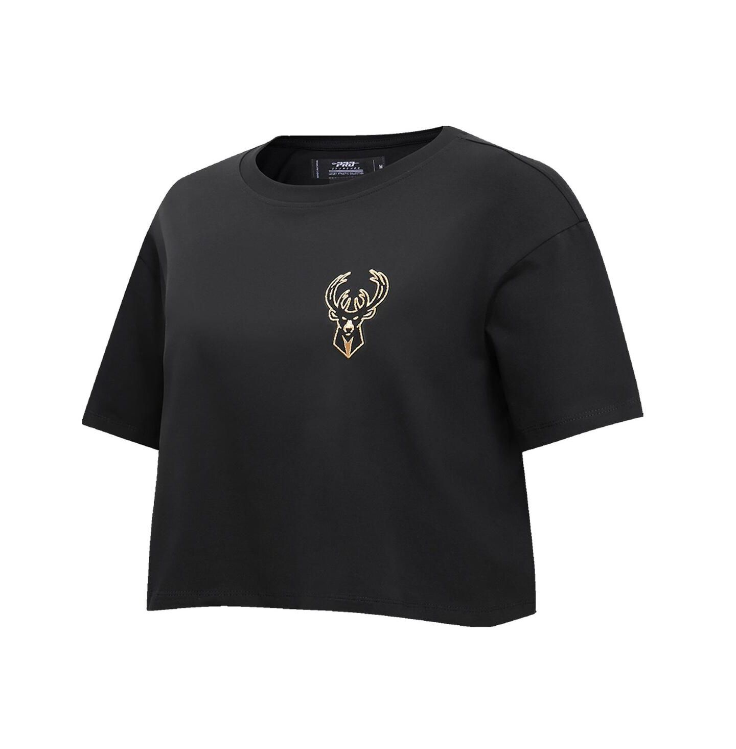 Женская футболка Pro Standard Black Milwaukee Bucks Holiday Glam Boxy — фото 3