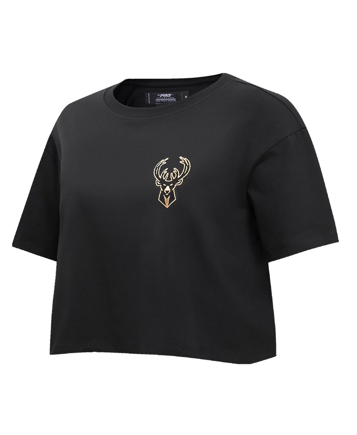Women's Pro StandardMilwaukee Bucks Holiday Glam Boxy T-shirt - Black