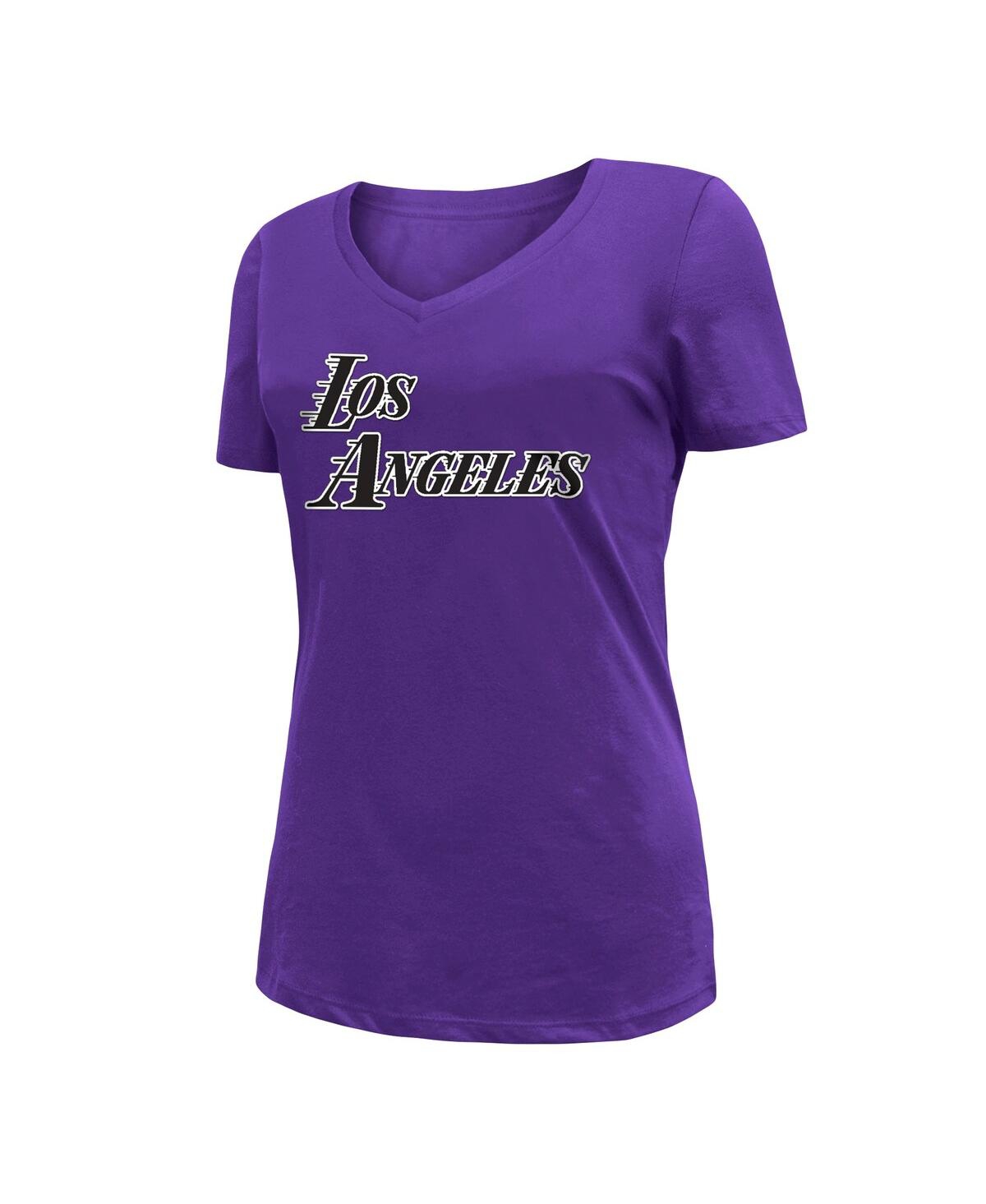 NEW ERA WOMEN'S NEW ERA PURPLE LOS ANGELES LAKERS 2022/23 CITY EDITION V-NECK T-SHIRT 