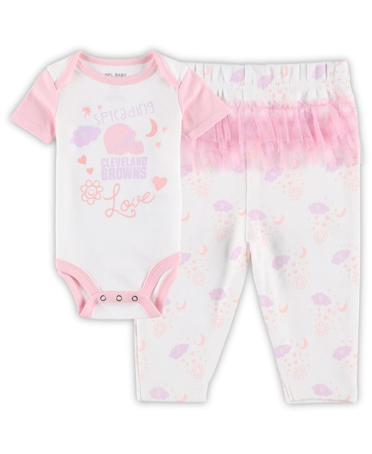Shop Outerstuff Baby Girls White Cleveland Browns Spreading Love Bodysuit And Tutu Leggings Set