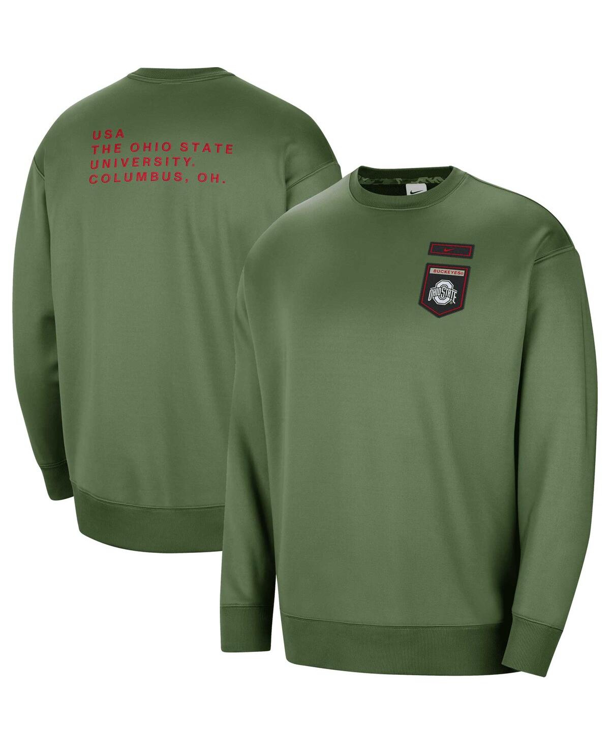 Shop Nike Women's  Olive Ohio State Buckeyes Military-inspired Collection All-time Performance Crew Pullov