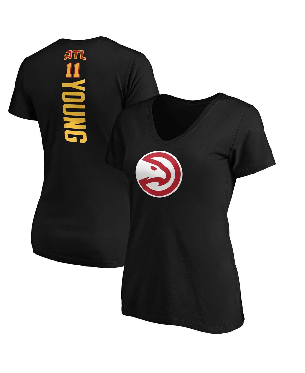 Fanatics Women's  Trae Young Black Atlanta Hawks Playmaker Name And Number V-neck T-shirt In Black