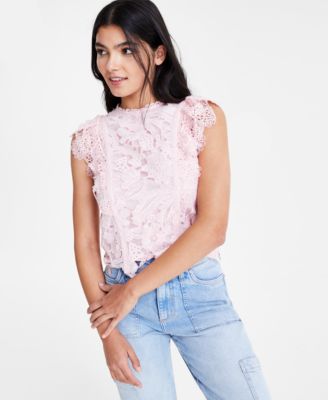 Lucy Paris - Women's Heidi Flutter-Sleeve Lace Top