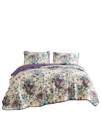 3 Piece Printed Quilt Set Lightweight Bedspread Set Helie - Queen
