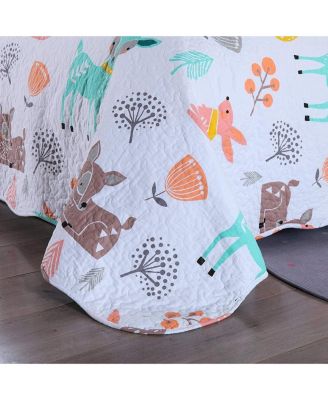 100% Cotton Kids Quilt Bedspread Set for Teens Girls Bedding Deer - Twin