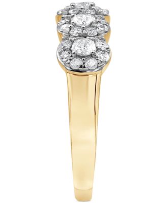 Diamond Five Stone Halo Ring (1 ct. t.w.) in 14k Gold