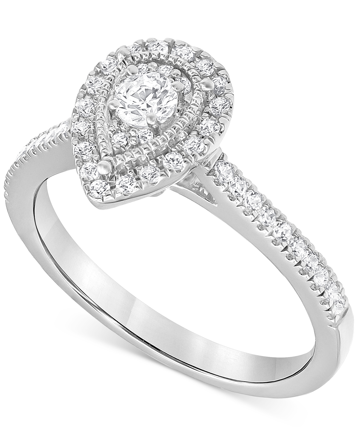 Macy's Diamond Pear Halo Engagement Ring (1/2 Ct. T.w.) In 14k White Gold