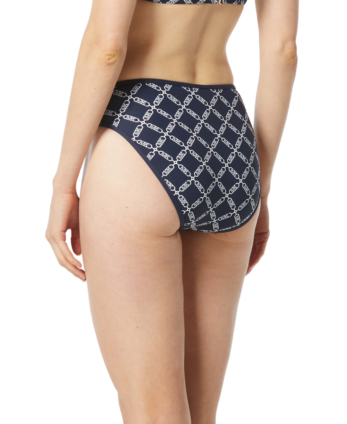 Shop Michael Kors Michael  Women's Printed High Leg Bikini Bottoms In Blue Multi