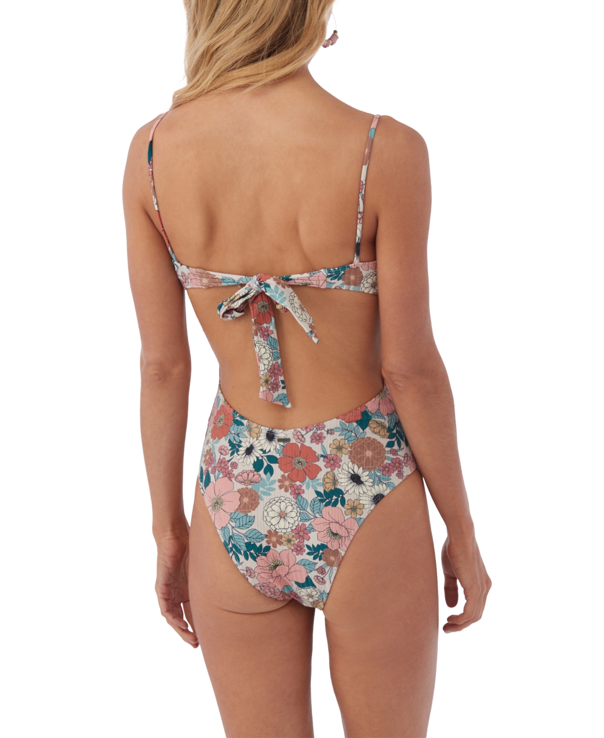 Shop O'neill Juniors' Tenley Floral-print Kailua One-piece Swimsuit In Cement