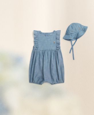 Polo Ralph Lauren Babys First Day In The Sun Outfit In Light Vintage-like Wash