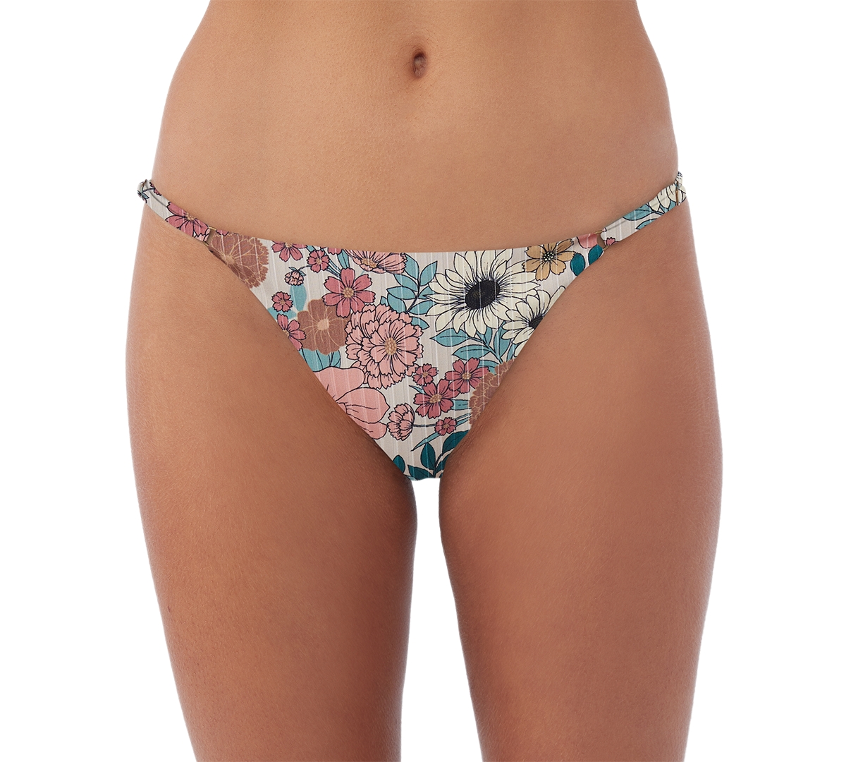 Juniors' Tenley Floral-Print Caicos Bikini Bottoms - Cement