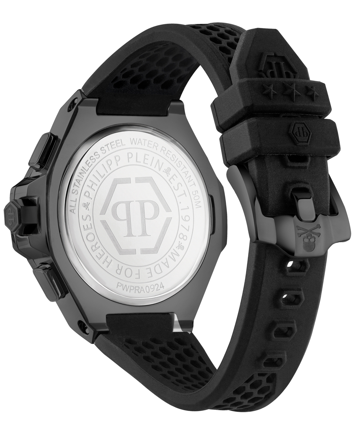 Philipp Plein Plein Chrono Royal Silicone Watch In Black