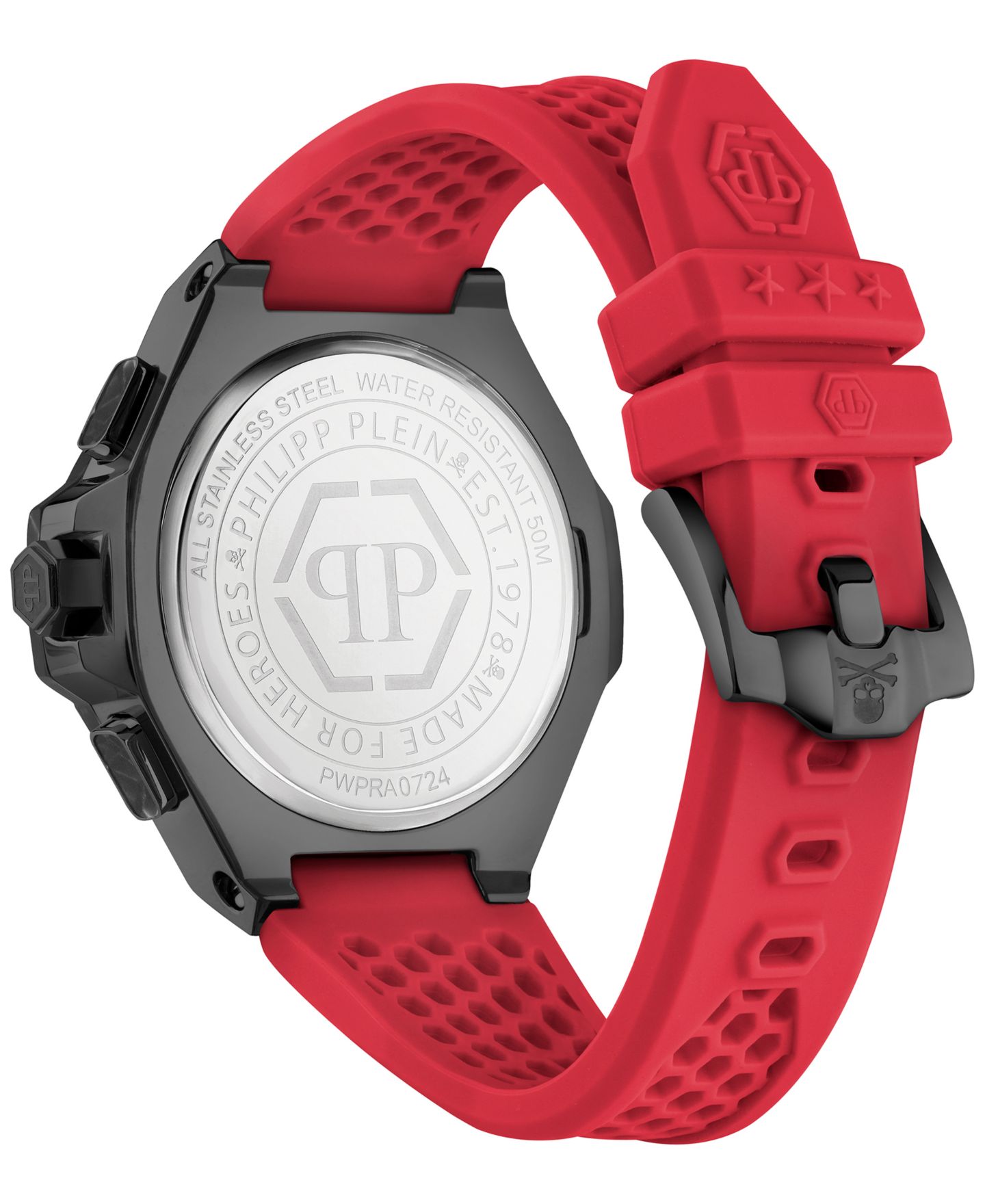 Мужские часы Philipp Plein Chronograph Red Silicone Strap Watch 46mm — фото 3