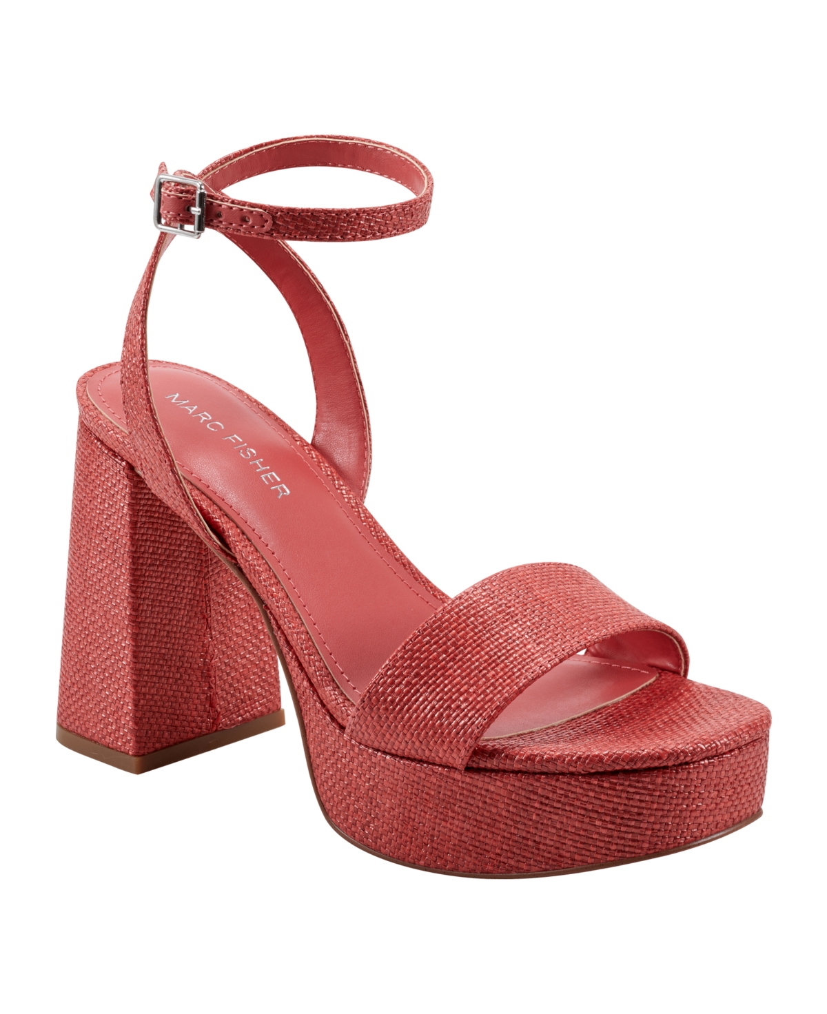 Women's Sadel Block Heel Ankle Strap Dress Sandals - Medium Red