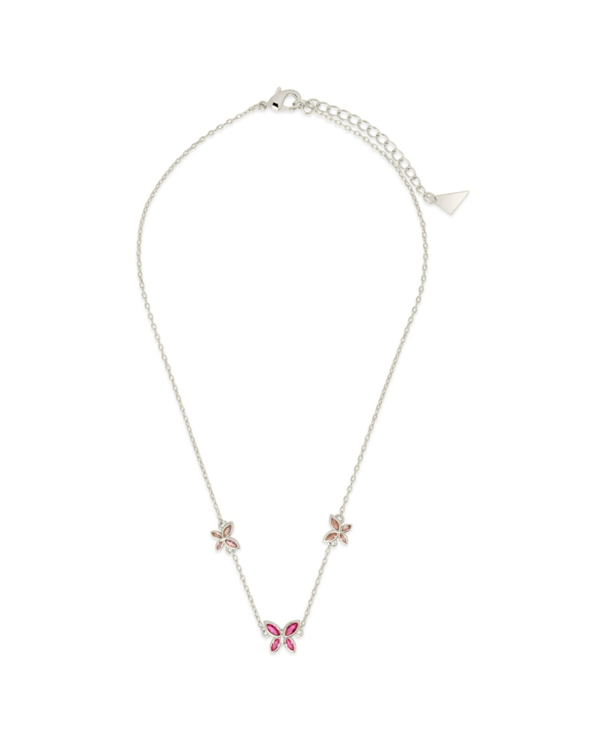 Sterling ForeverTone or Gold-Tone Pink Cubic Zirconia Butterfly Charm Caria Necklace - Silver