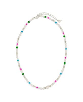 Gold-Tone or Silver-Tone Cultured Freshwater Pearl And Glass Bead Polly Choker