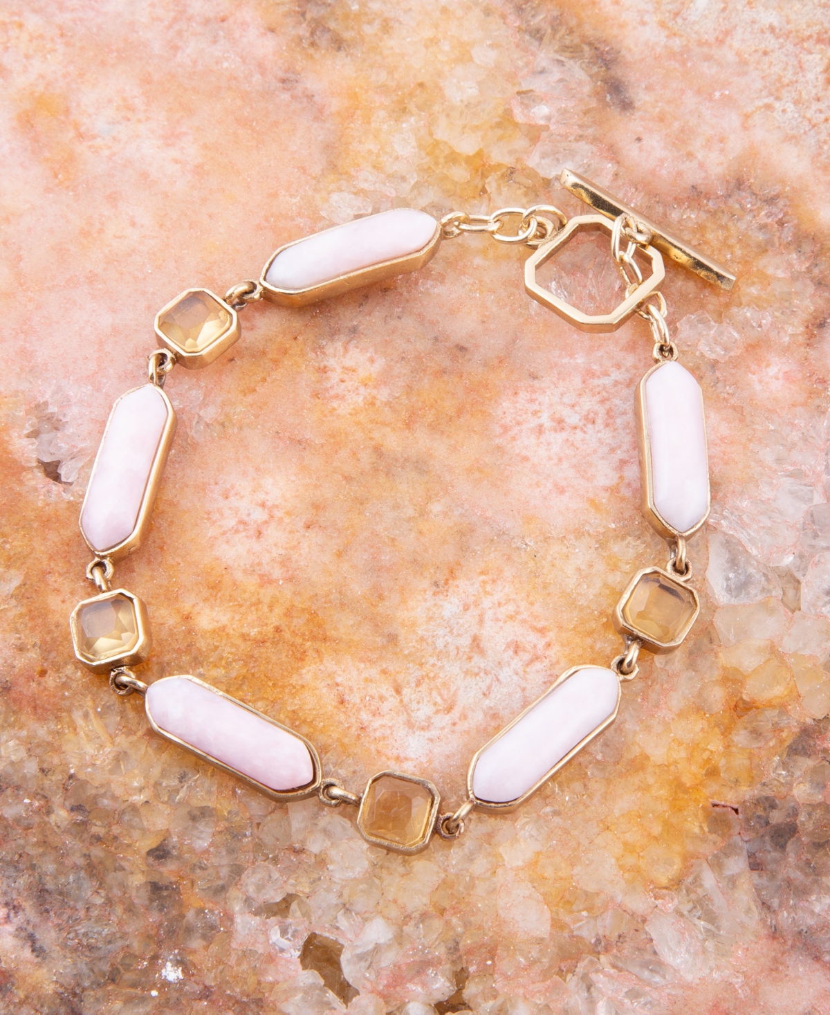 Shop Barse Etta Genuine Pink Opal And Yellow Quartz Abstract Link Bracelet