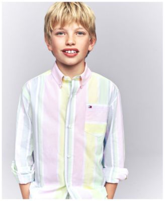 Tommy Hilfiger Big Boys Prep Stripe Long Sleeve Shirt - Macy's