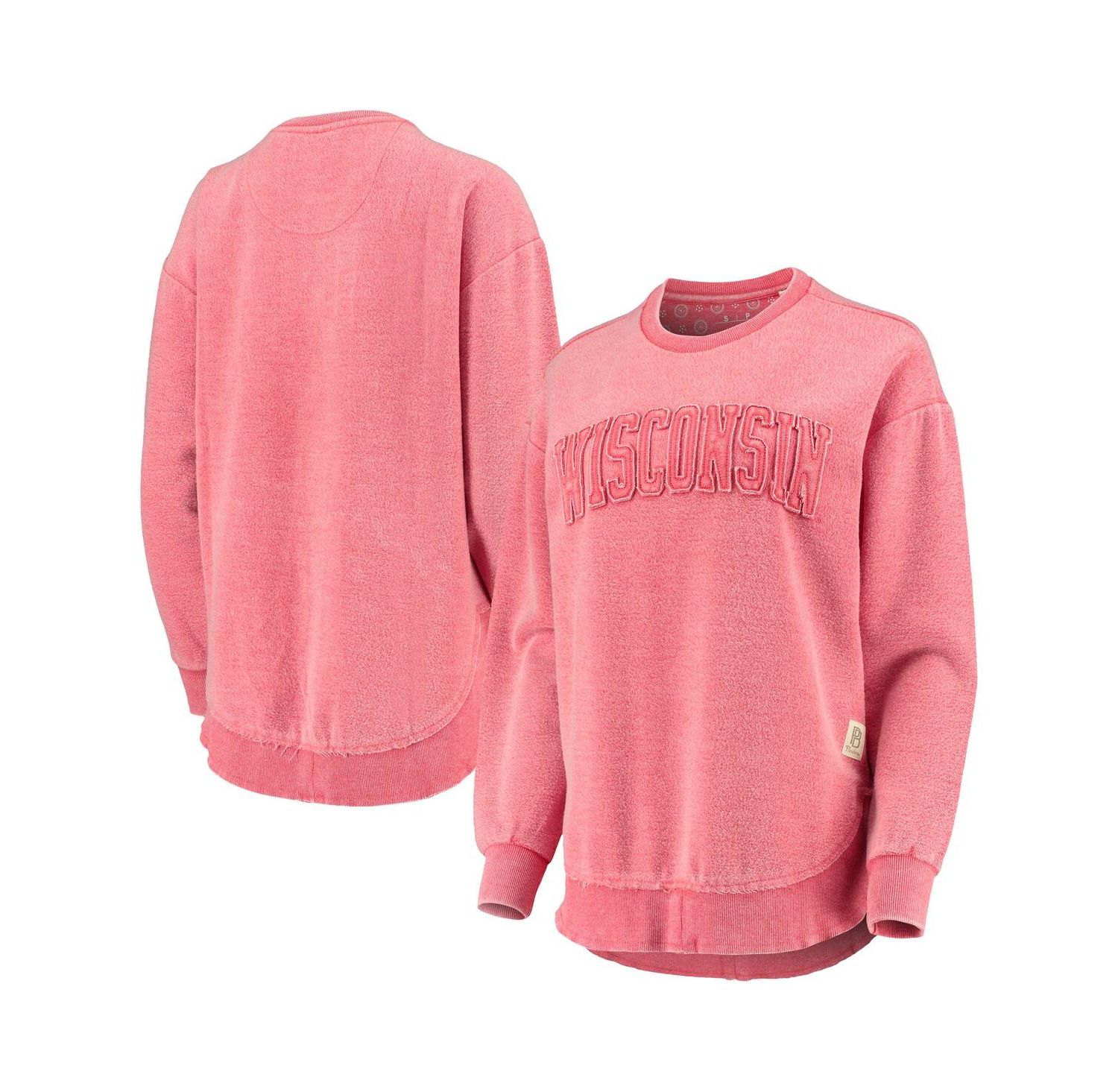 Women's Red Distressed Wisconsin Badgers Ponchoville Pullover Sweatshirt