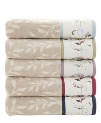 Cotton 6-Pc. Embroidered Serene Jacquard Towel Set