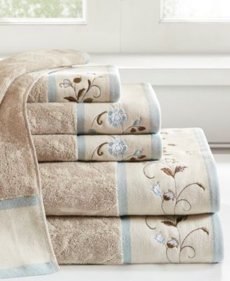 Cotton 6-Pc. Embroidered Serene Jacquard Towel Set