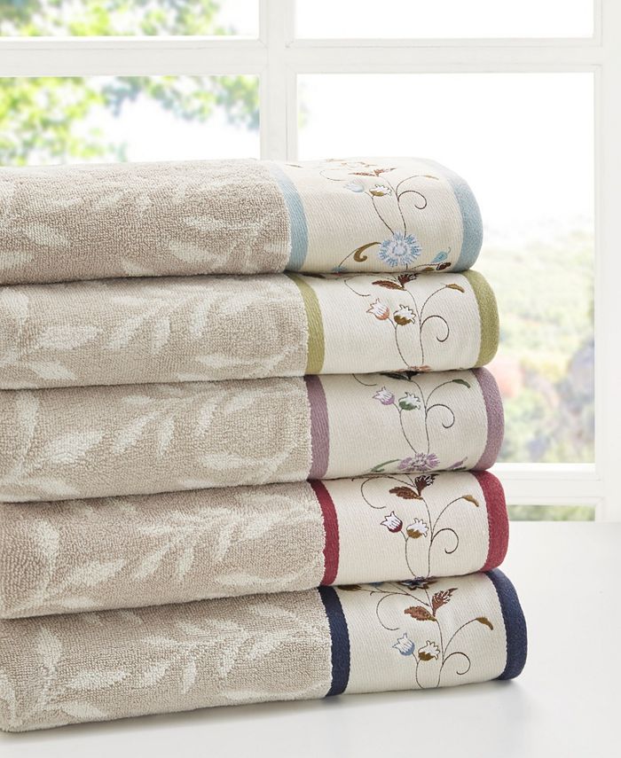 Madison Park Cotton 6 Pc. Embroidered Serene Jacquard Towel Set
