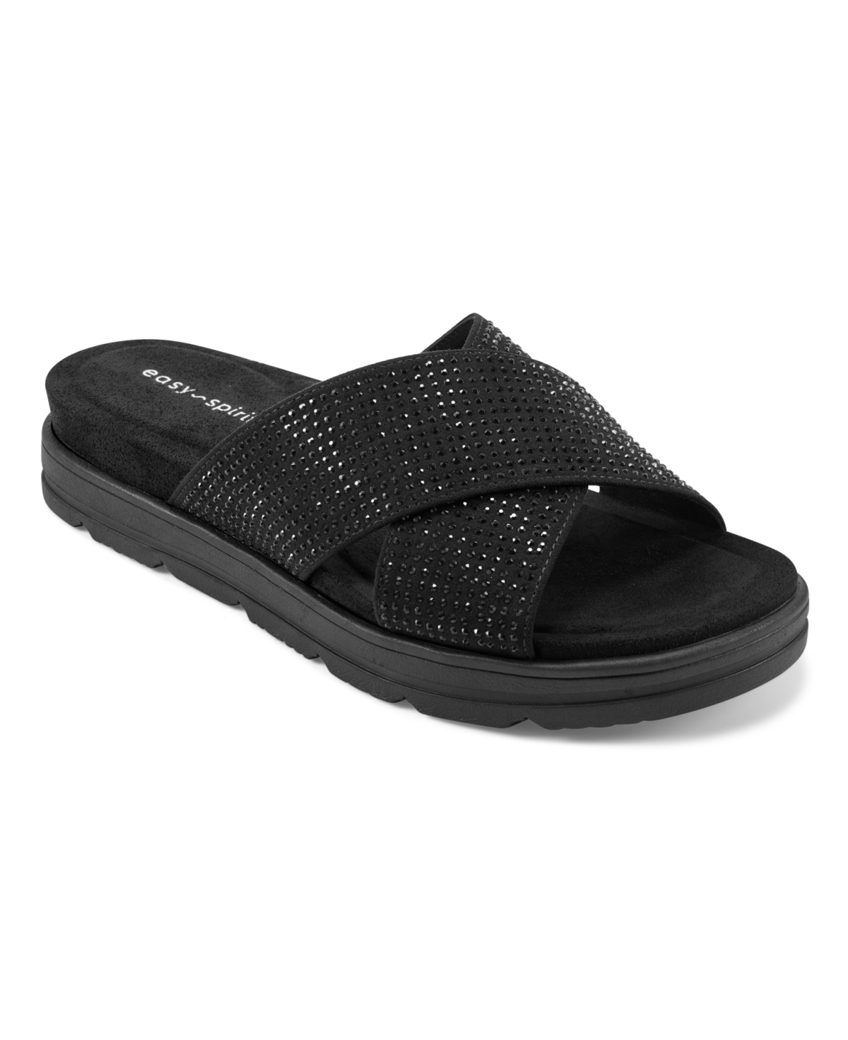 Shop Easy Spirit Women's Shanya Open Toe Slip-on Casual Sandals In Black