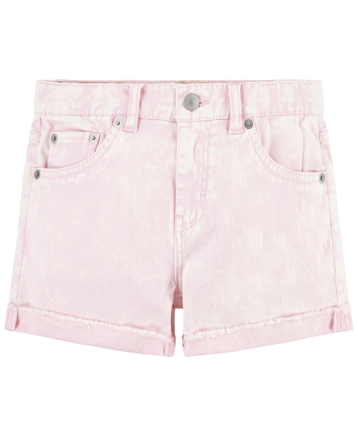 Levi's Kids' Big Girls Angled Fray Cuff Adjustable Waistband Girlfriend Shorts In Chalk Pink