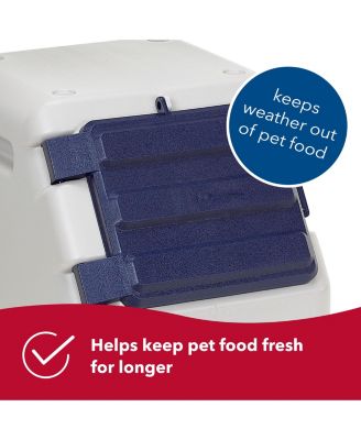 Bergan Stack-n-Stor - Stackable Outdoor and Indoor Pet Food Storage Container for Dog, Cats or other pets - Beige and Navy - 18 gal - Medium