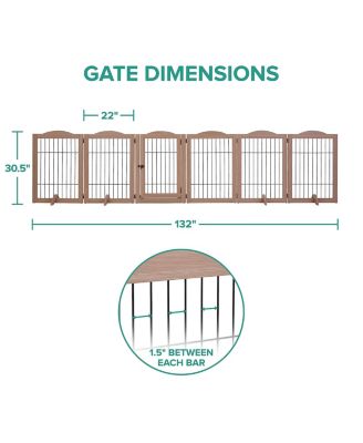 Freestanding Dog Gates, 6-Panel Extension - Walnut