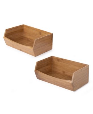 2-Piece Stackable Bamboo Bin Set