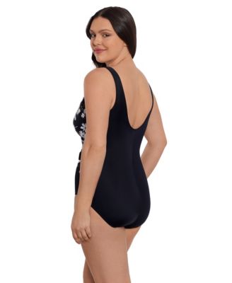 Women's Whoopsie Daisy Side Tie Draped Surplice Long Torso One-Piece Swimsuit