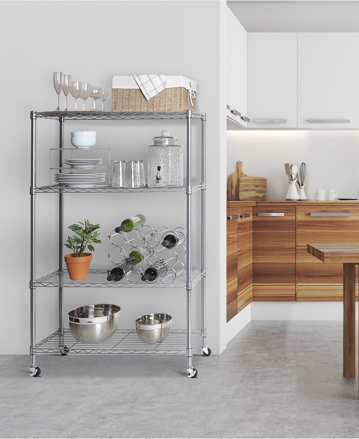 Seville Classics Ultradurable 4-tier Nsf Steel Wire Shelving System In Silver