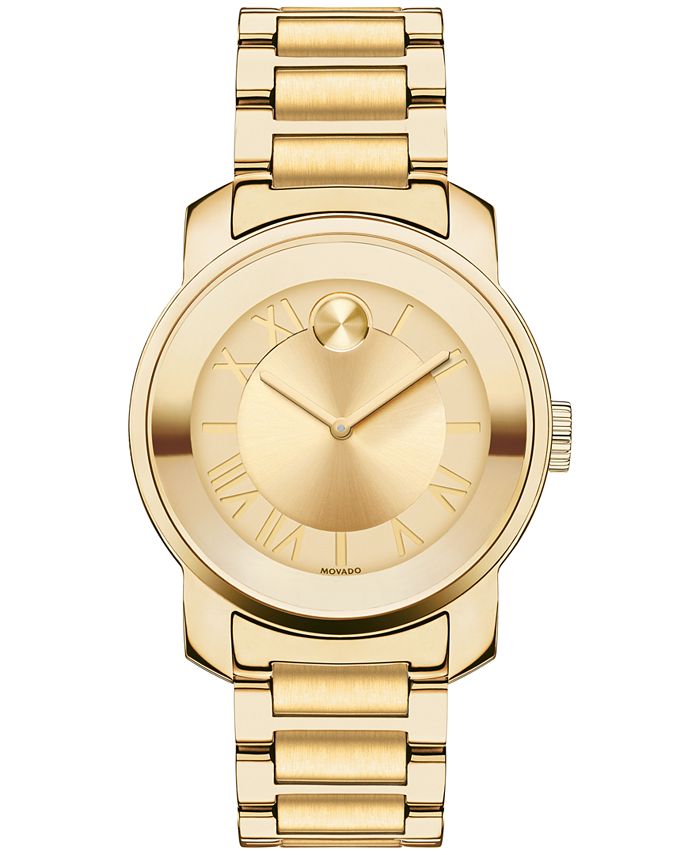 Movado Women's Swiss Bold Gold Ion-Plated Stainless Steel Bracelet ...