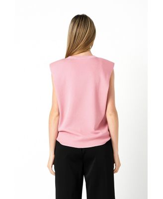 Women's Glitter Power Shoulder Knit Top