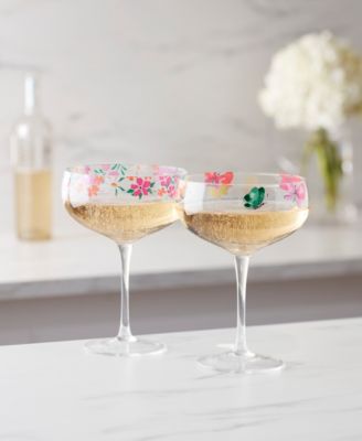 Floral Bright Coupe Glasses, Set of 2