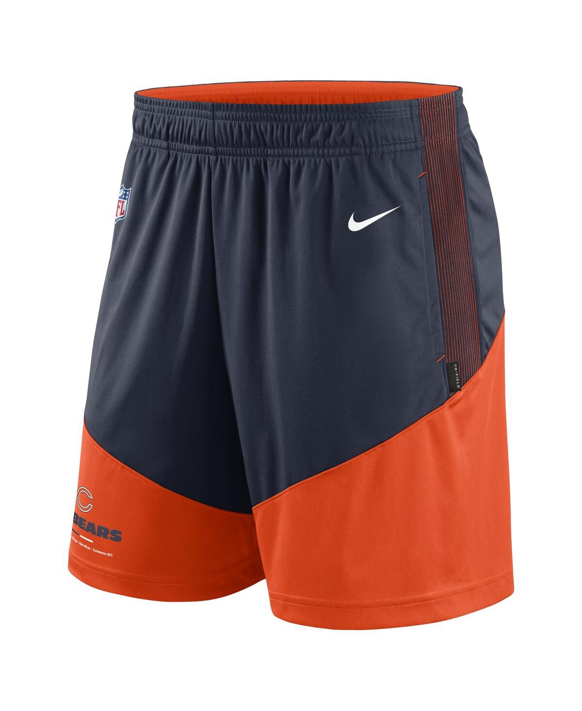 Shop Nike Men's  Navy, Orange Chicago Bears Sideline Primary Lockup Performance Shorts In Navy,orange