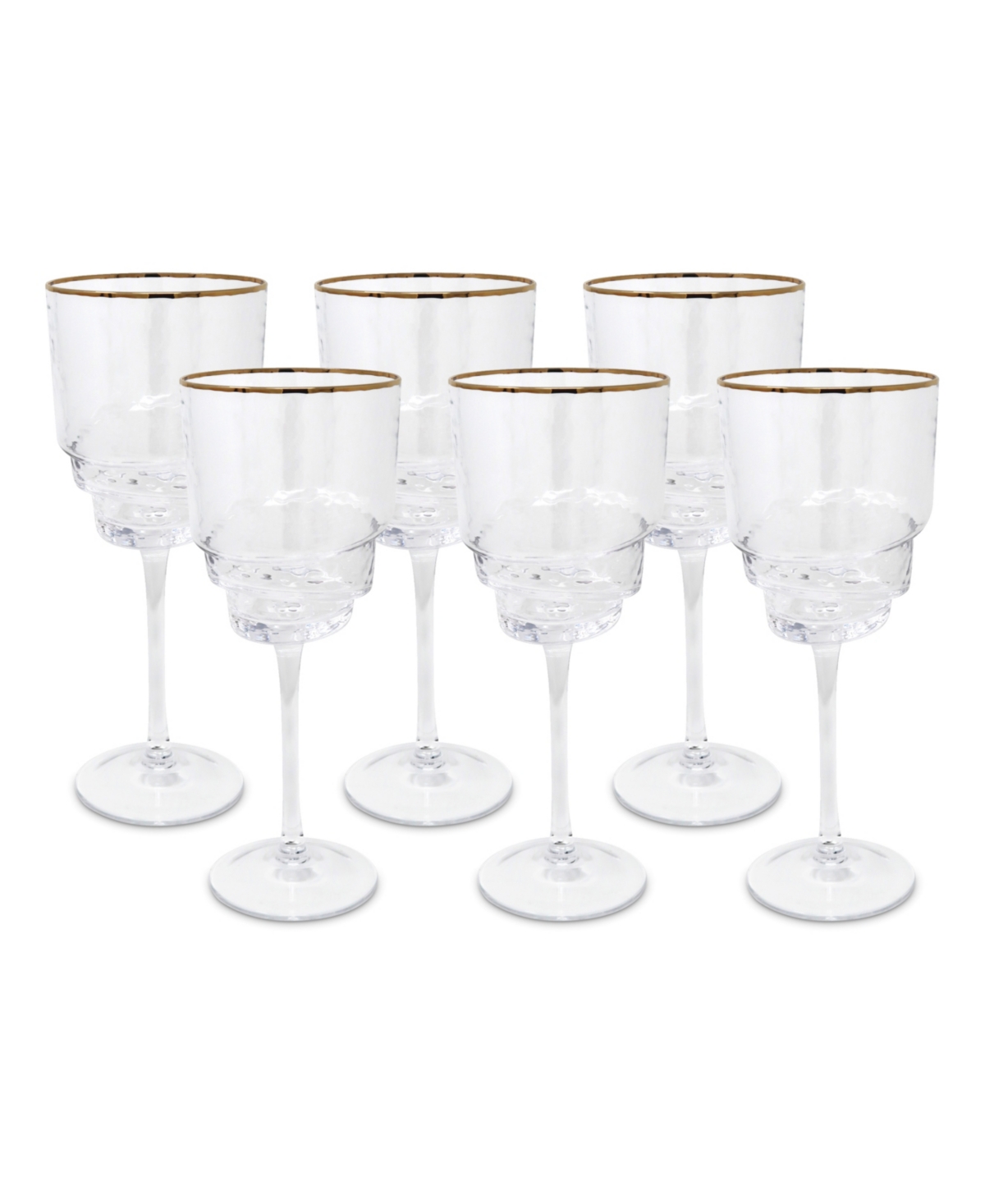 Shop Vivience Shaped Bottom Rim Water Glasses, Set Of 6 In Clear,gold