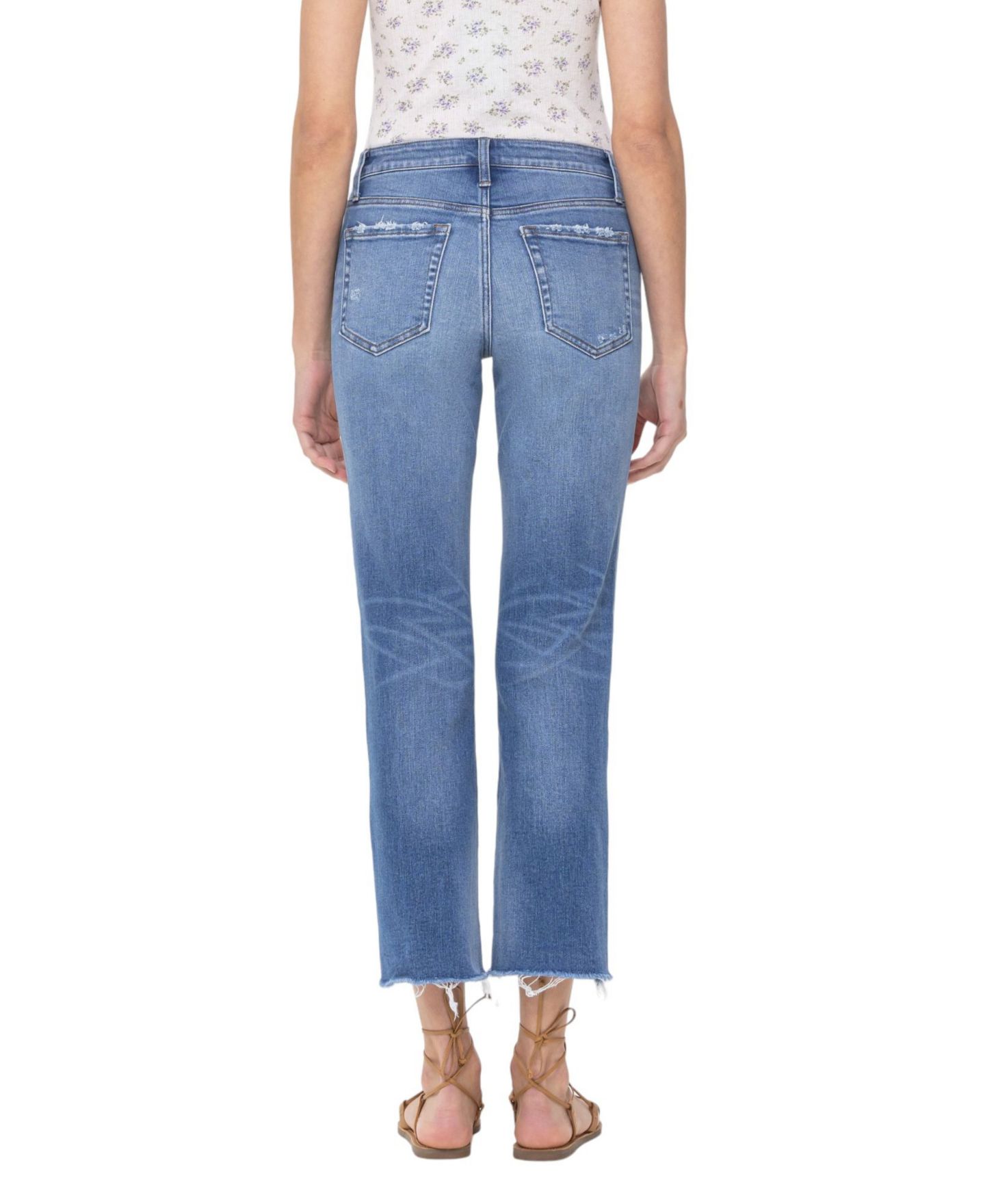Женские джинсы Flying Monkey Mid Rise Cropped Step Hem Straight, цвет: Синий — фото 3