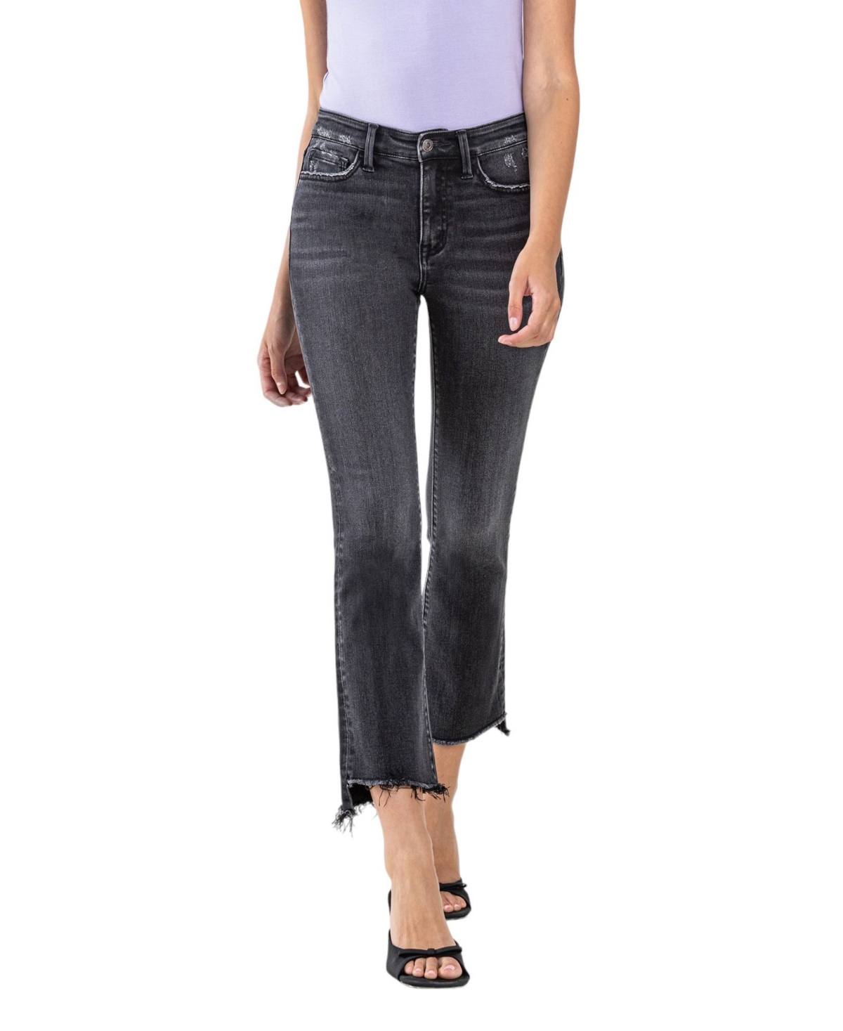 Women's High Rise Cropped Flare Jeans - Righteousness black