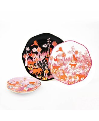 Travel Around World Bone China Plates, Set Of Three