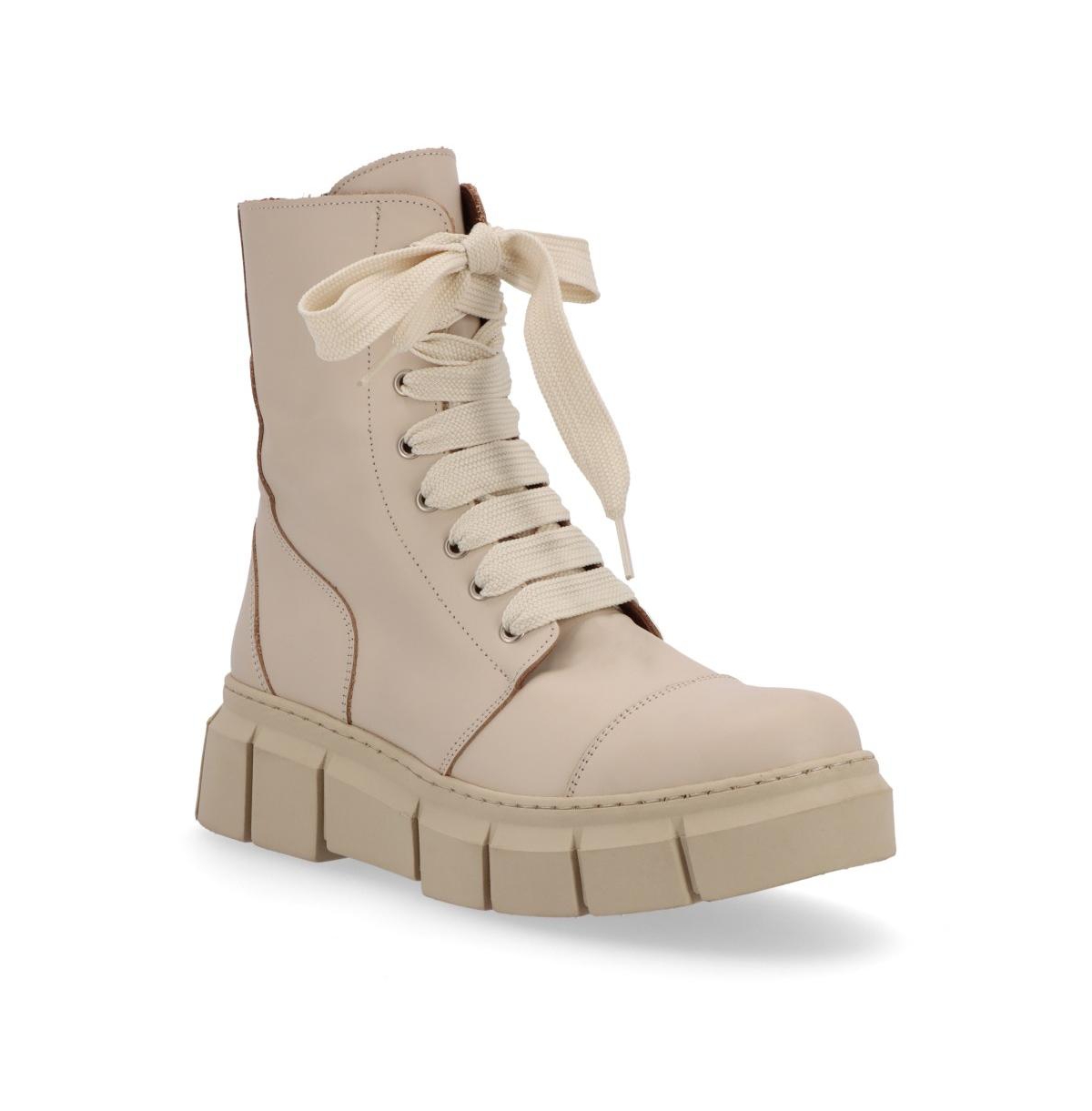 Women's Can Can Leather Ankle Boots - Cream