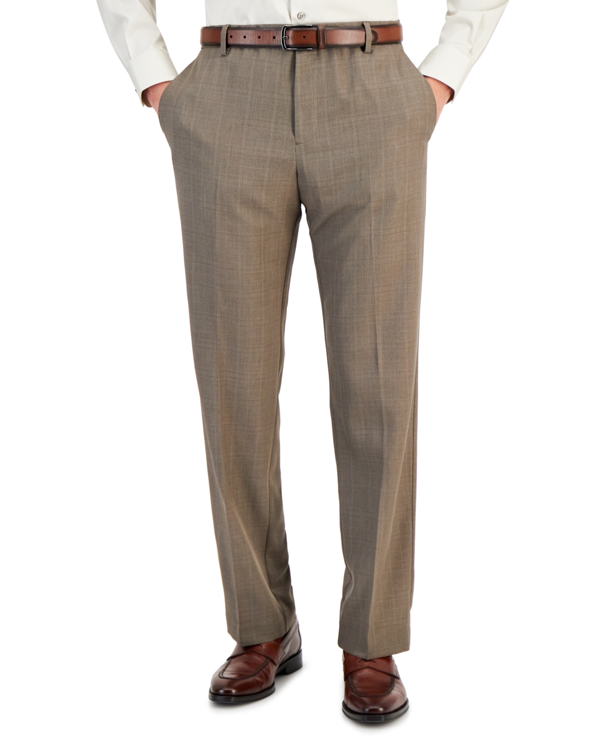 Shop Perry Ellis Portfolio Men's Modern-fit Stretch Solid Resolution Pants In Lt,pas Bwn